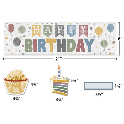 MINI BULLETIN BOARD SET: CLASSROOM COTTAGE HAPPY BIRTHDAY