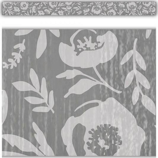 BORDER: CLASSROOM COTTAGE GRAY FLORAL