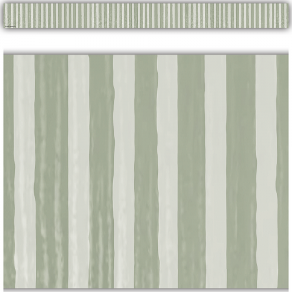 BORDER: CLASSROOM COTTAGE SAGE GREEN STRIPES