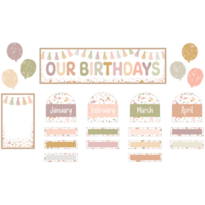 MINI BULLETIN BOARD SET: TERRAZZO TONES HAPPY BIRTHDAY