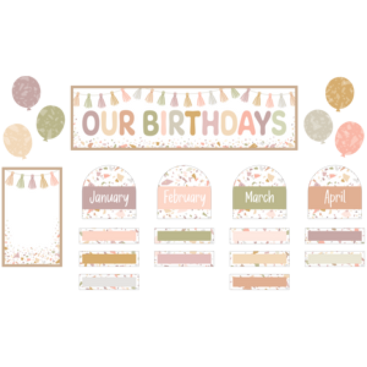 MINI BULLETIN BOARD SET: TERRAZZO TONES HAPPY BIRTHDAY