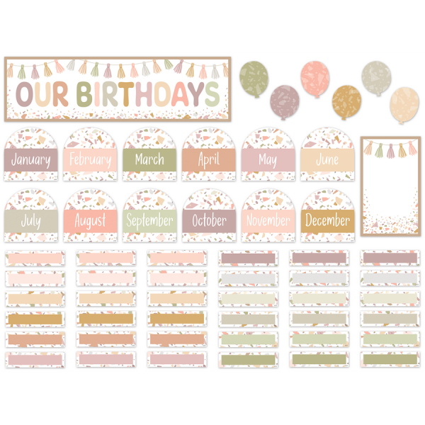 MINI BULLETIN BOARD SET: TERRAZZO TONES HAPPY BIRTHDAY