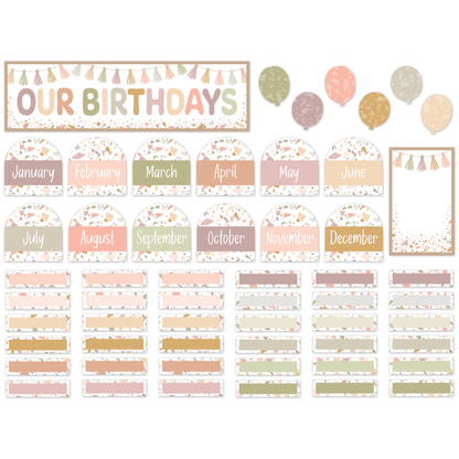 MINI BULLETIN BOARD SET: TERRAZZO TONES HAPPY BIRTHDAY