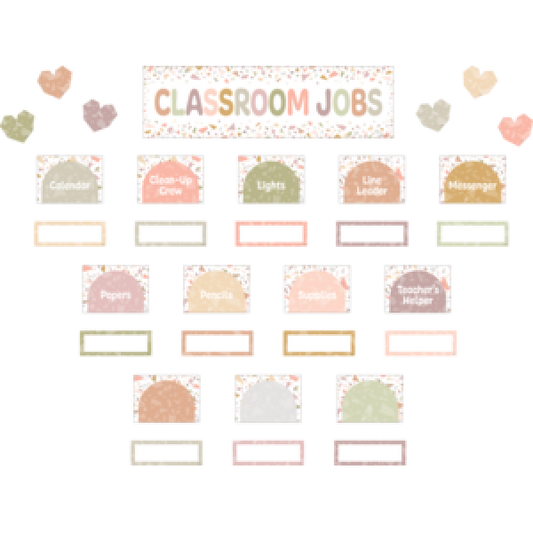 MINI BULLETIN BOARD SET: TERRAZZO TONES CLASSROOM JOBS