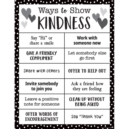 CHART: WAYS TO SHOW KINDNESS