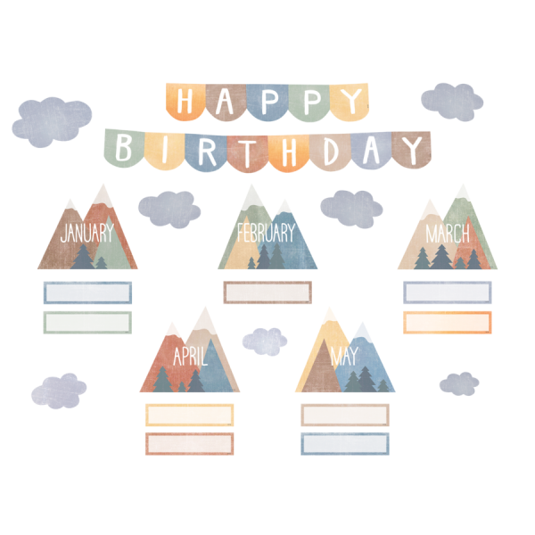 MINI BULLETIN BOARD SET: MOVING MOUNTAINS HAPPY BIRTHDAY