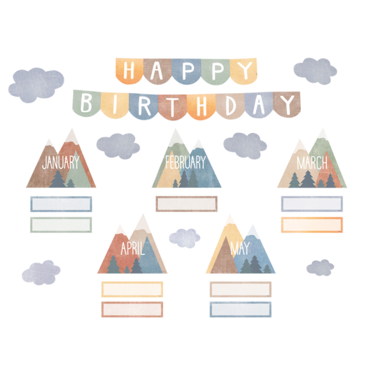 MINI BULLETIN BOARD SET: MOVING MOUNTAINS HAPPY BIRTHDAY