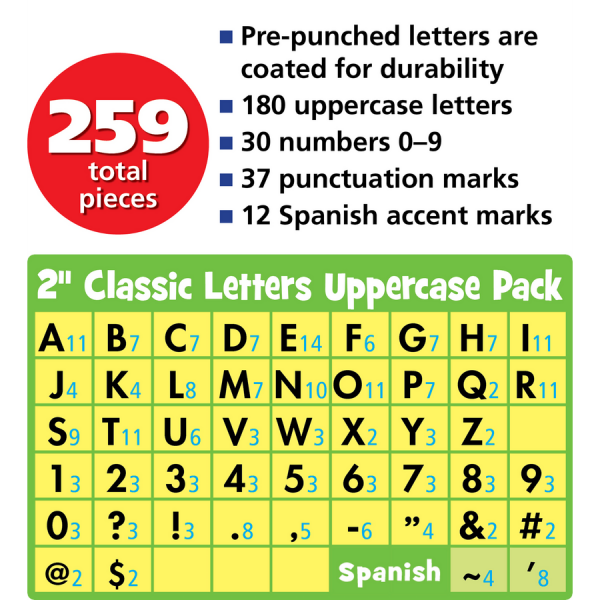 LETTERS: EUCALYPTUS GREEN CLASSIC UPPERCASE PACK 2"