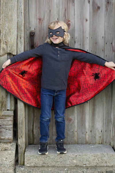 REVERSIBLE SPIDER/BAT CAPE & MASK SIZE 3-4