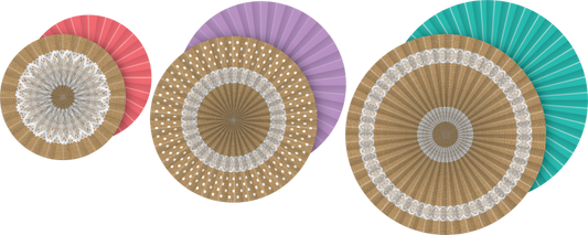 (SALE)(D) HANGING PAPER FANS: SHABBY CHIC BURLAP