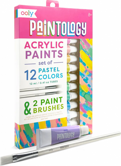 ACRYLIC PAINTS AND PAINTBRUSHES: PASTEL COLORS