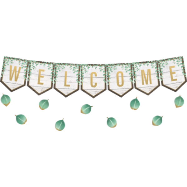 BULLETIN BOARD SET: WELCOME PENNANTS EUCALYPTUS