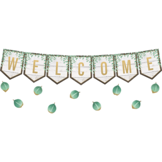BULLETIN BOARD SET: WELCOME PENNANTS EUCALYPTUS
