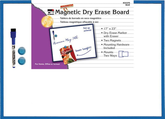 MAGNETIC DRY ERASE BOARD 17 X 23 BLUE FRAME