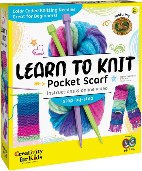 LEARN TO KNIT POCKET SCARF