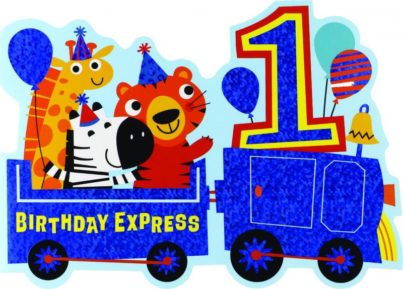 GREETING CARD: AGE 1 ZOO TRAIN