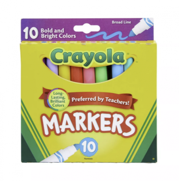 CRAYOLA MARKERS: BOLD AND BRIGHT COLORS 10 CT
