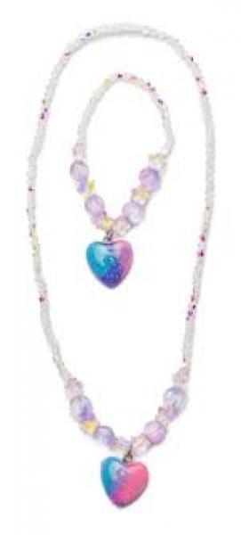 GALAXY HEART NECKLACE/BRACELET SET
