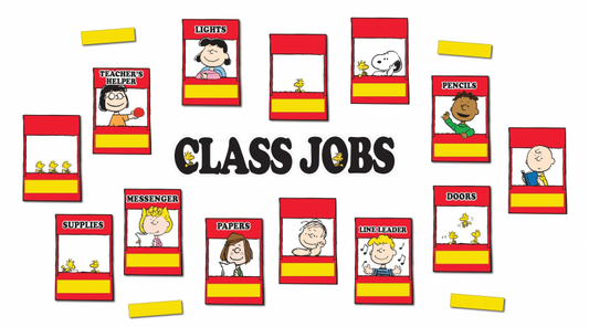 MINI BULLETIN BOARD SET: PEANUTS CLASS JOBS