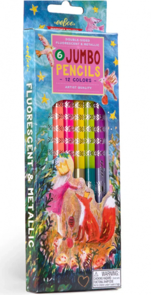 KING FOX JUMBO COLORED PENCILS 6 DOUBLE-SIDED