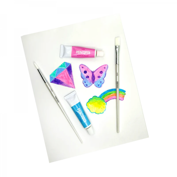 ACRYLIC PAINTS AND PAINTBRUSHES: PASTEL COLORS