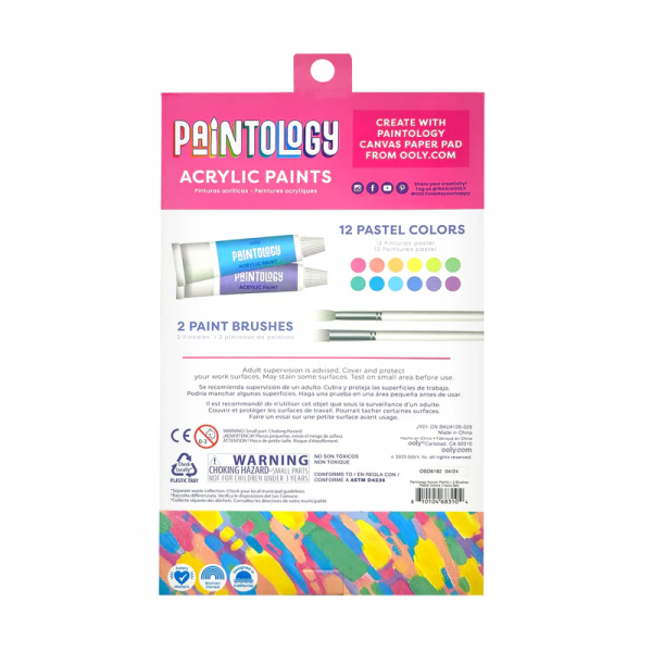 ACRYLIC PAINTS AND PAINTBRUSHES: PASTEL COLORS