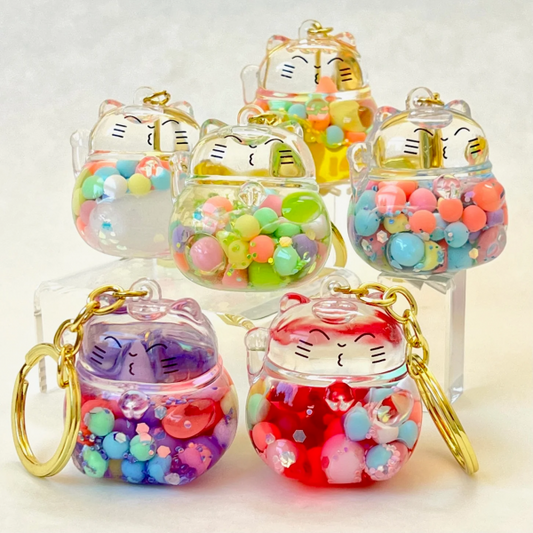 BUBBLE MANEKI CAT FLOATY CHARM KEYCHAIN