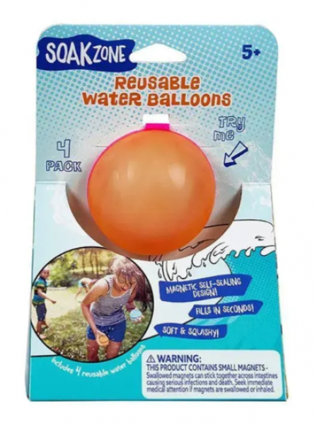 SOAK ZONE REUSABLE WATER BALLOONS 4 PACK BLUEY