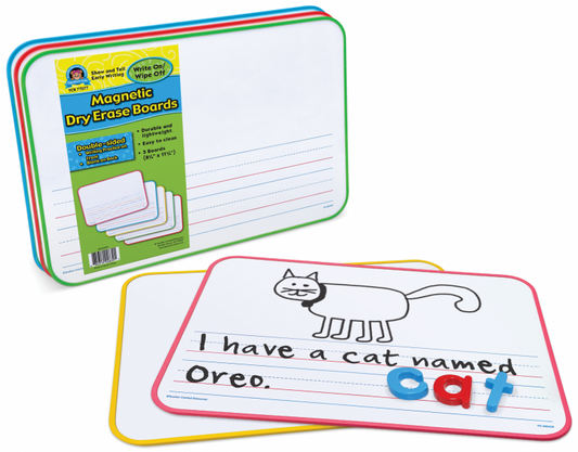 MAGNETIC DRY-ERASE BOARDS: DOUBLE SIDED PACK OF 5