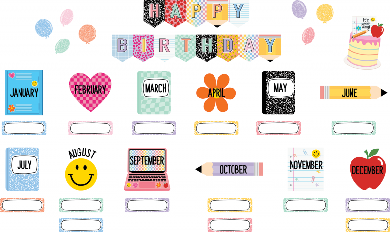 MINI BULLETIN BOARD: COOL FOR SCHOOL HAPPY BIRTHDAY