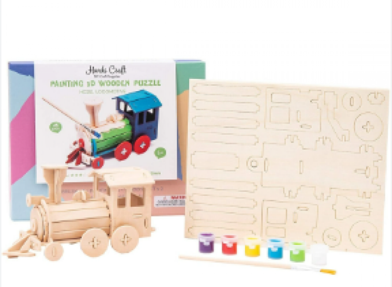 DIY 3D WOODEN PUZZLE WITH PAINT KIT: TRAIN