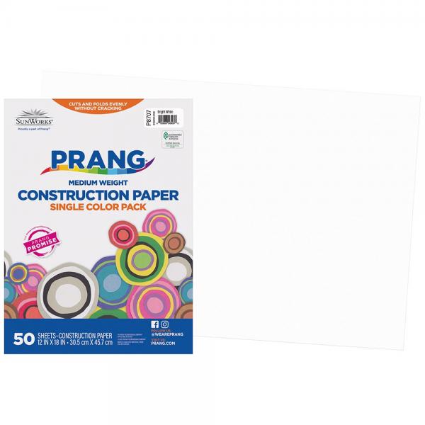 CONSTRUCTION PAPER: 12"X18" BRIGHT WHITE MEDIUM WEIGHT