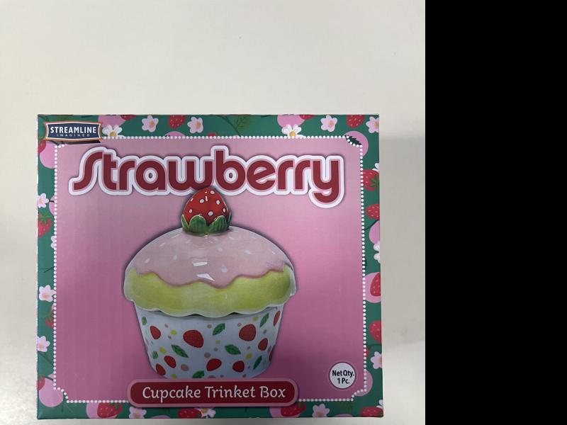 STRAWBERRY CUPCAKE TRINKET BOX WITH LID