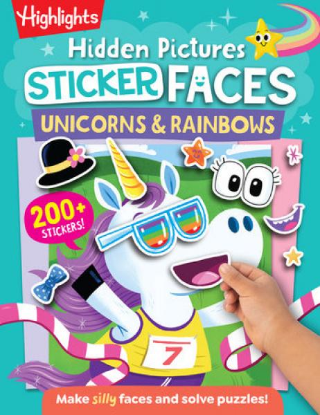 HIGHLIGHTS HIDDEN PICTURES STICKER FACES UNICORNS & RAINBOWS