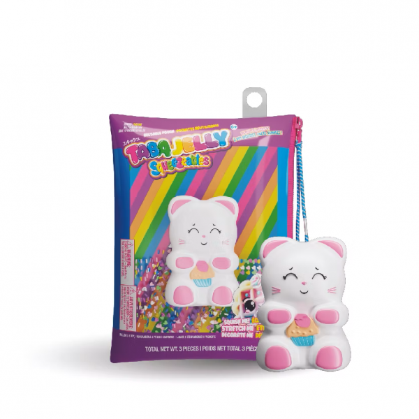 TABA JELLY JUST RIGHT SQUISHY TOY WHITE/PINK CAT