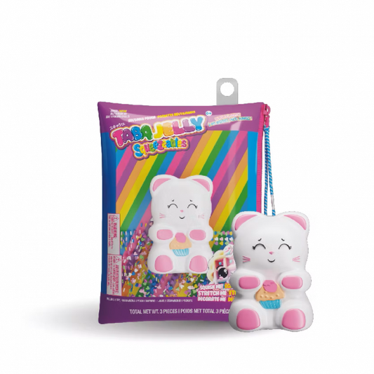 TABA JELLY JUST RIGHT SQUISHY TOY WHITE/PINK CAT