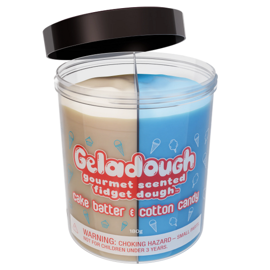 GELADOUGH GOURMET SCENTED FIDGET DOUGH: CAKE BATTER & COTTON CANDY