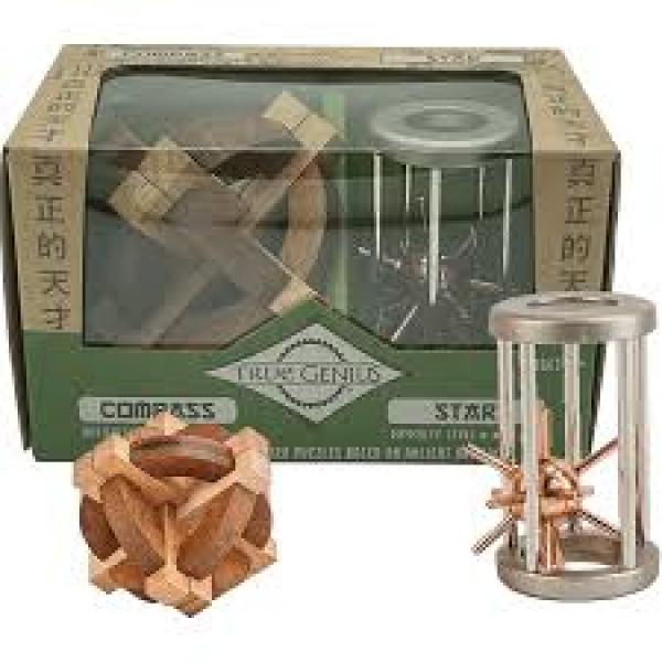 TRUE GENIUS WOOD & METAL PUZZLES COMPASS/STAR