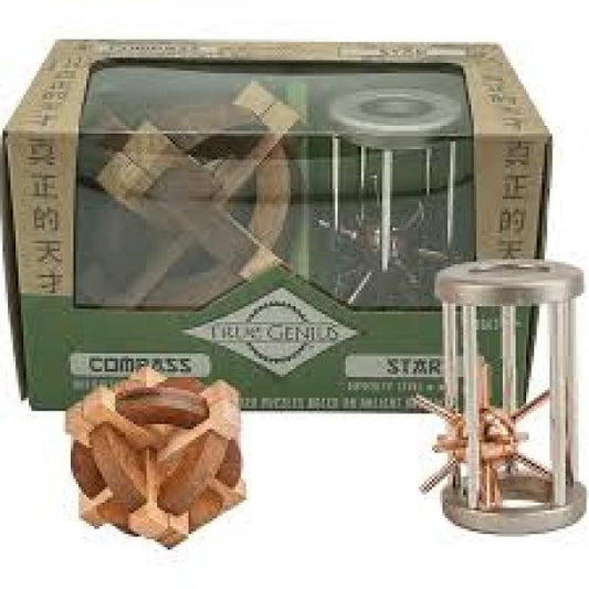 TRUE GENIUS WOOD & METAL PUZZLES COMPASS/STAR