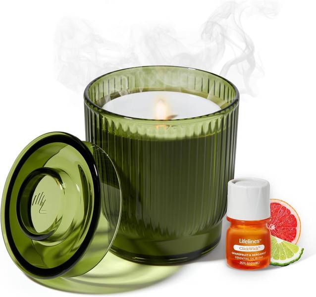 FLAMELESS CANDLE DIFFUSER: OLIVE RIBBED