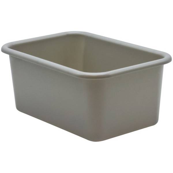 SMALL PLASTIC STORAGE BIN: GRAY