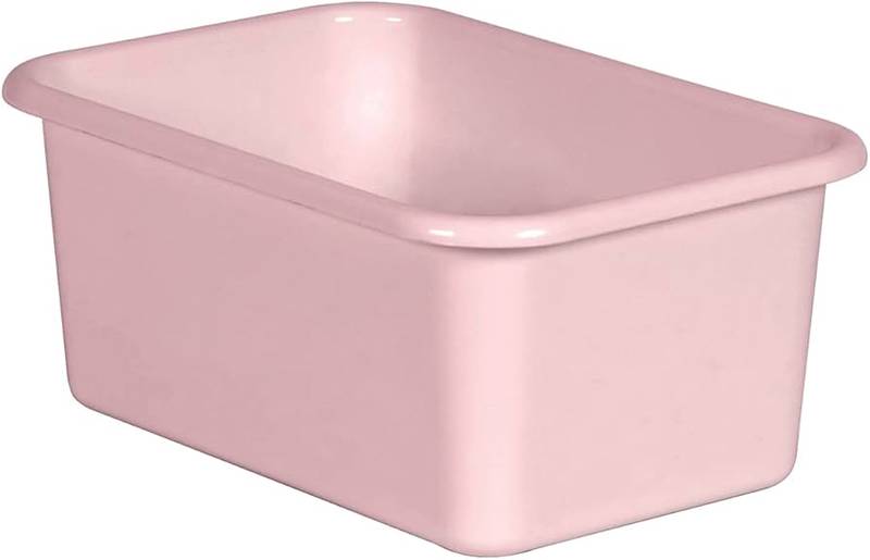 SMALL PLASTIC STORAGE BIN: BLUSH