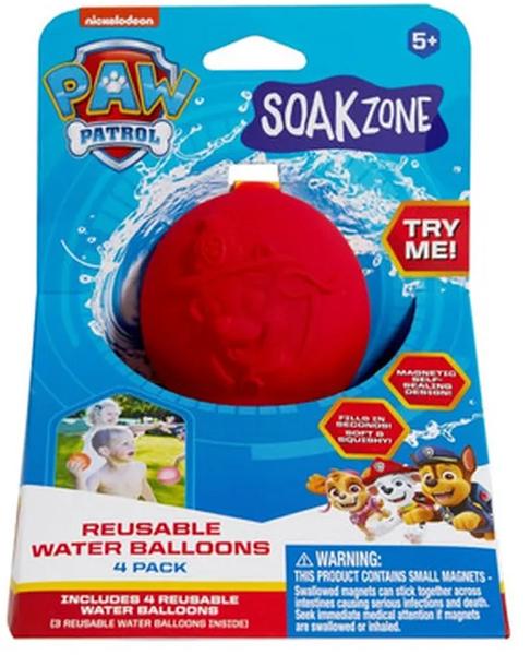 SOAK ZONE REUSABLE WATER BALLOONS 4 PACK PAW PATROL