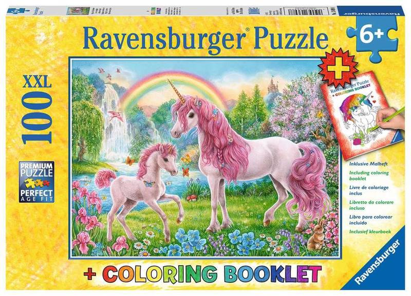 PUZZLE: MAGICAL UNICORNS 100 PC AND COLORING BOOK