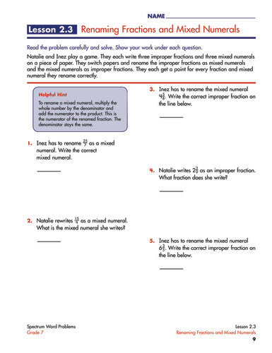 SPECTRUM COMMON CORE WORD PROBLEMS GRADE 7