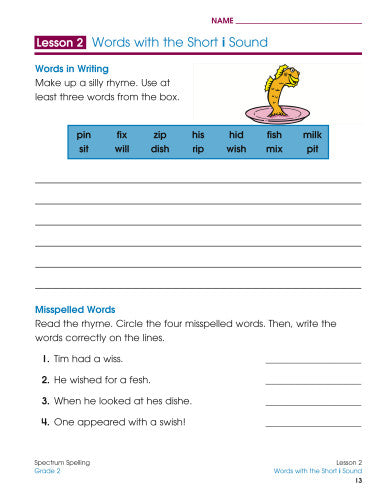 SPECTRUM COMMON CORE SPELLING GRADE 2