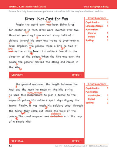 DAILY PARAGRAPH EDITING GRADE 4