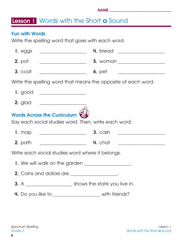 SPECTRUM COMMON CORE SPELLING GRADE 2