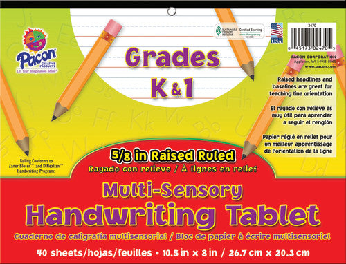 HANDWRITING TABLET MULTI-SENSORY RAISED RULE GRADE K-1