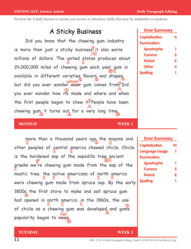 DAILY PARAGRAPH EDITING GRADE 6+